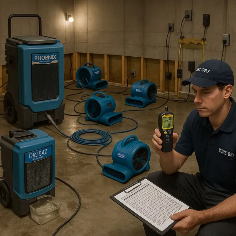 Structural Drying and Dehumidification process in Marlow Heights, MD